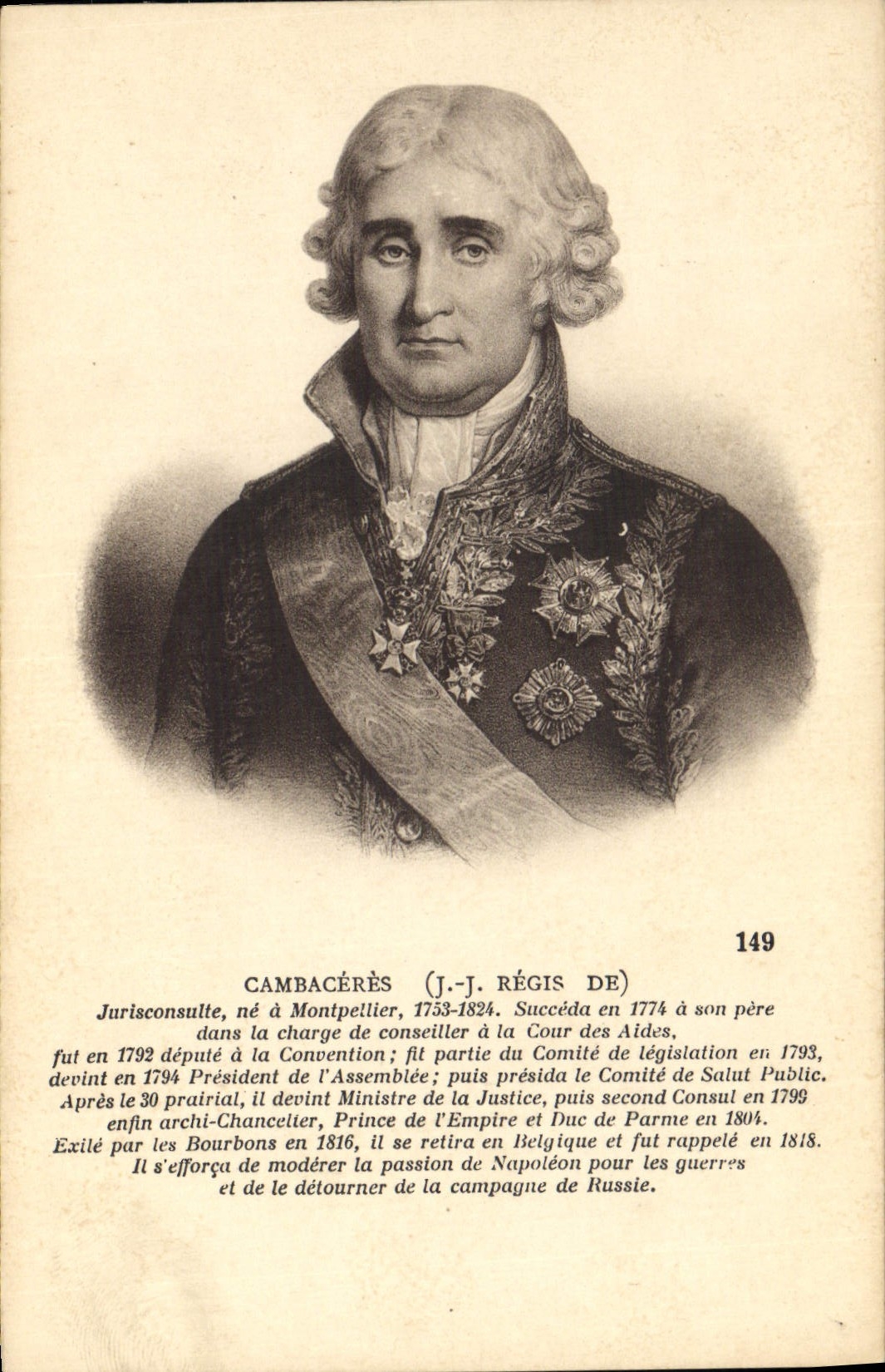 J.-J.-Régis de Cambacérès — Portrait gravé — Collection d'Art & d'Histoire E.S. Ménars