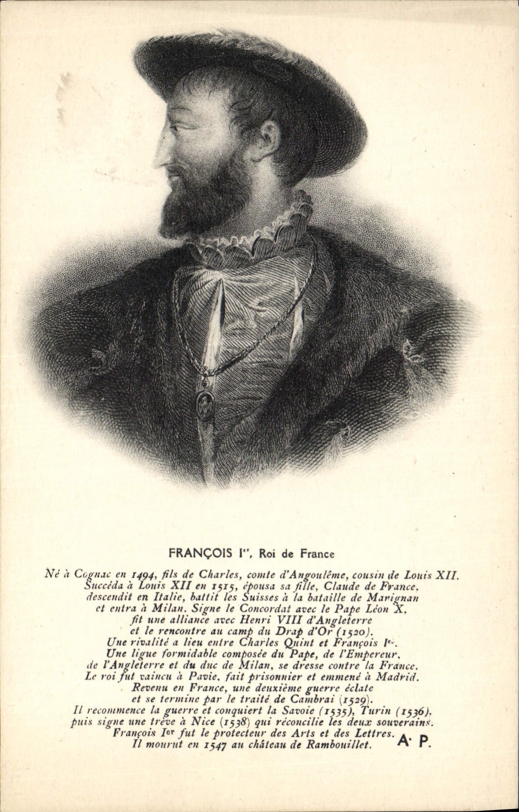 CPA Francois 1er Roi de France