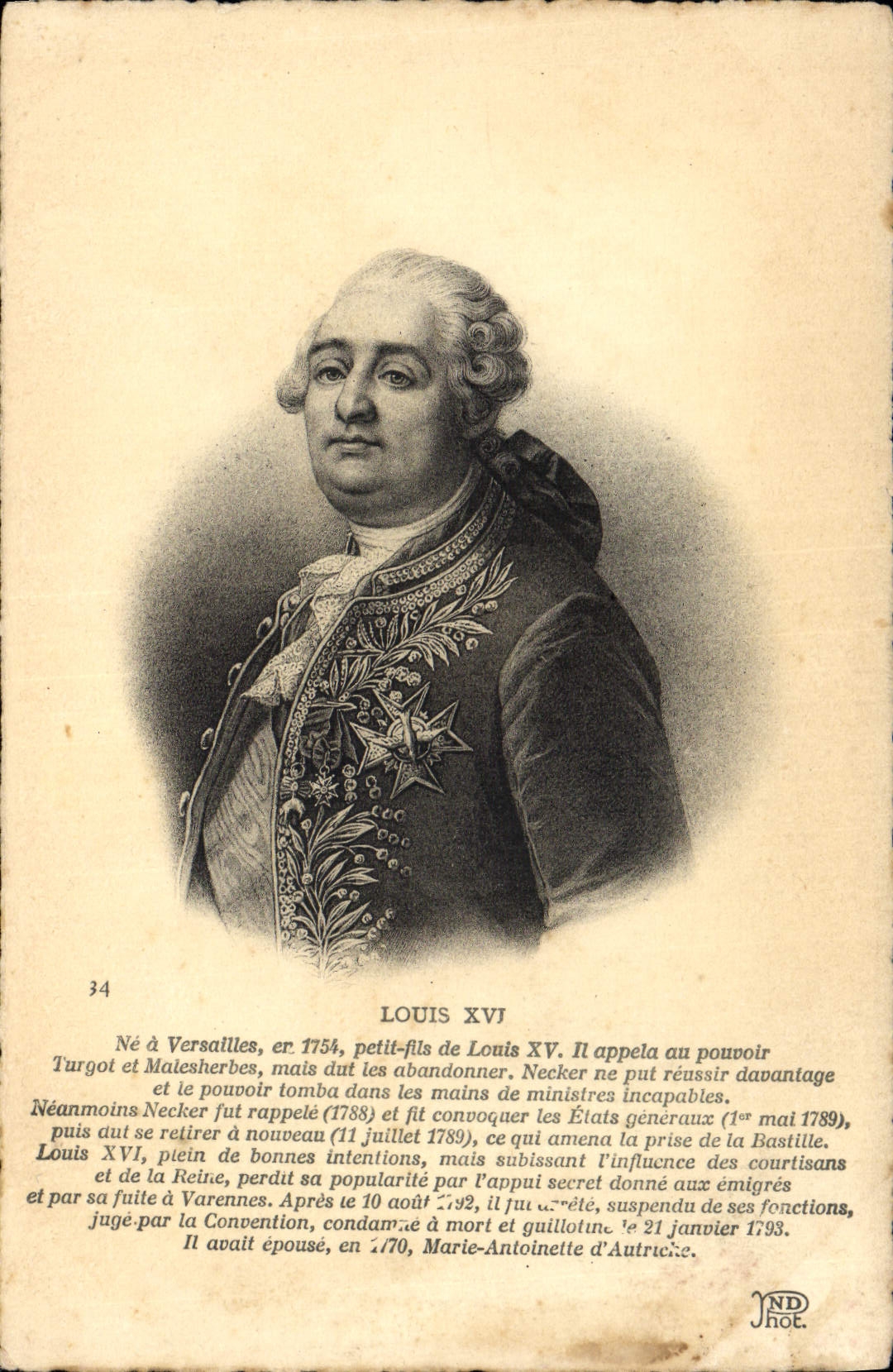 CPA Louis XVI Roi de France