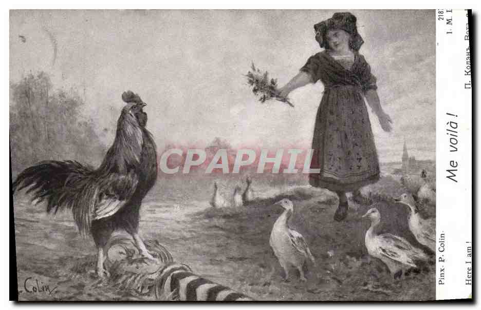 CPA Coq Poule Me Voila Enfant