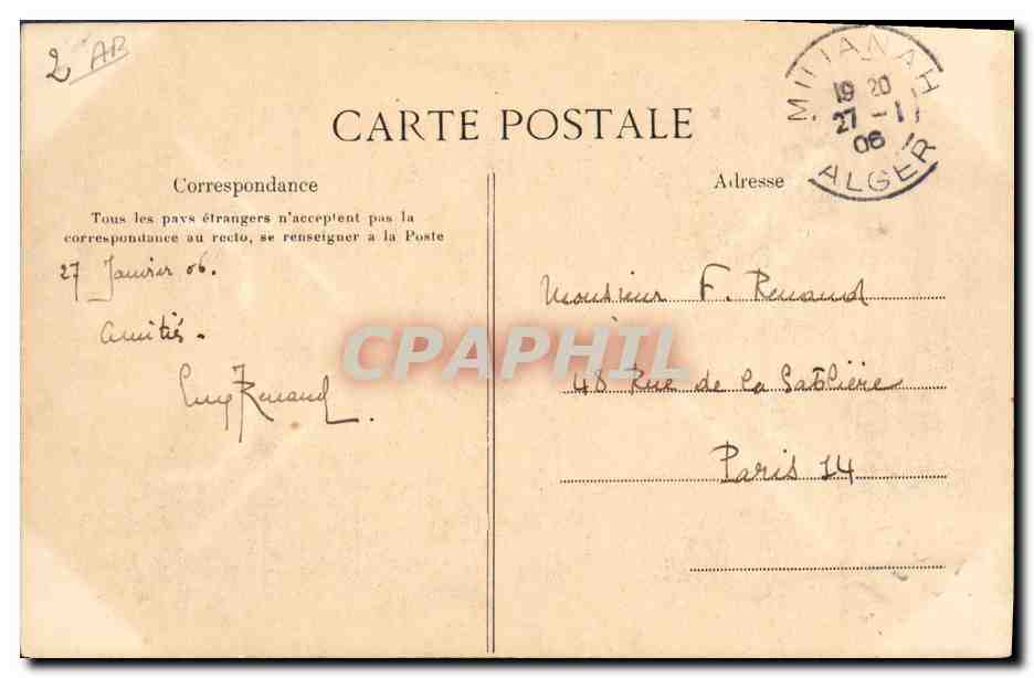 CPA Militaria Algerie Manoeuvre de Spahis — Verso