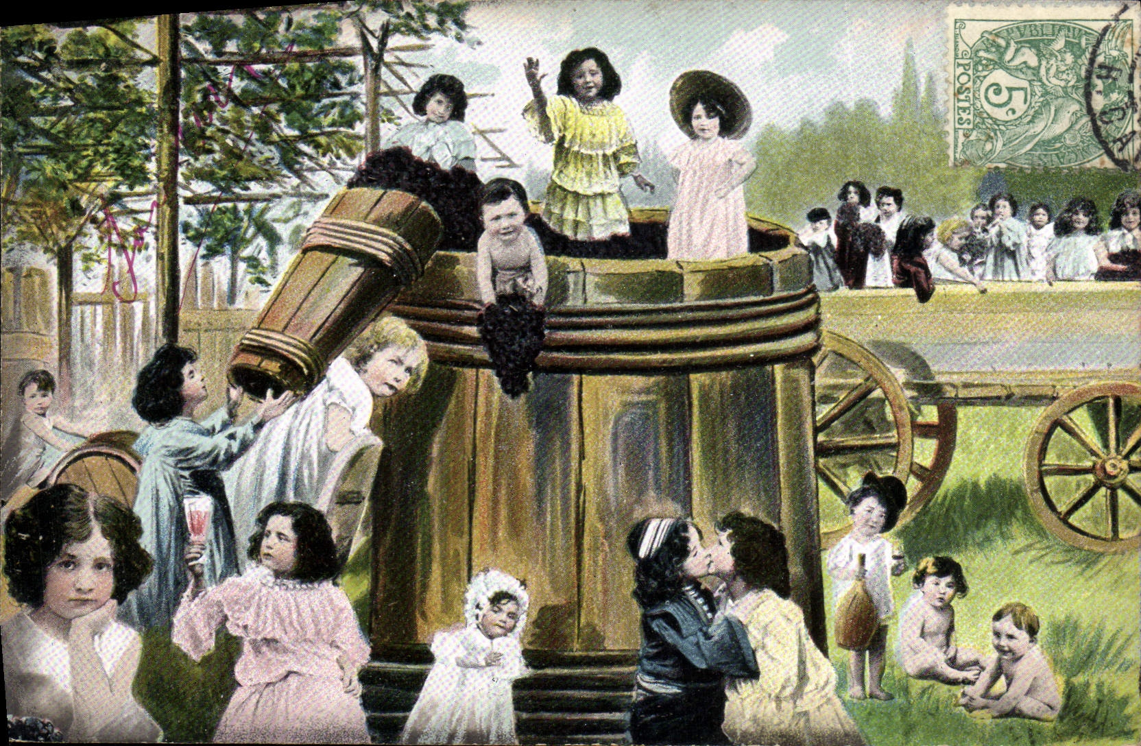 CPA Fantaisie Enfants Bebes Vendanges
