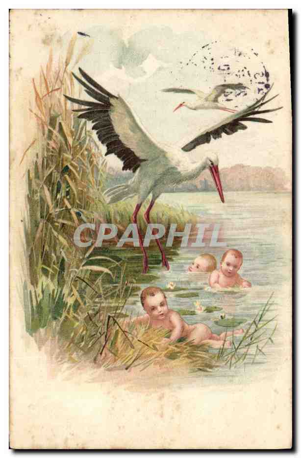 Cygnes et enfants dans un étang — illustration — éditeur non visible