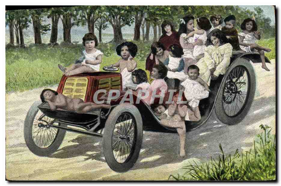 CPA Fantaisie Enfants Bebes Automobile
