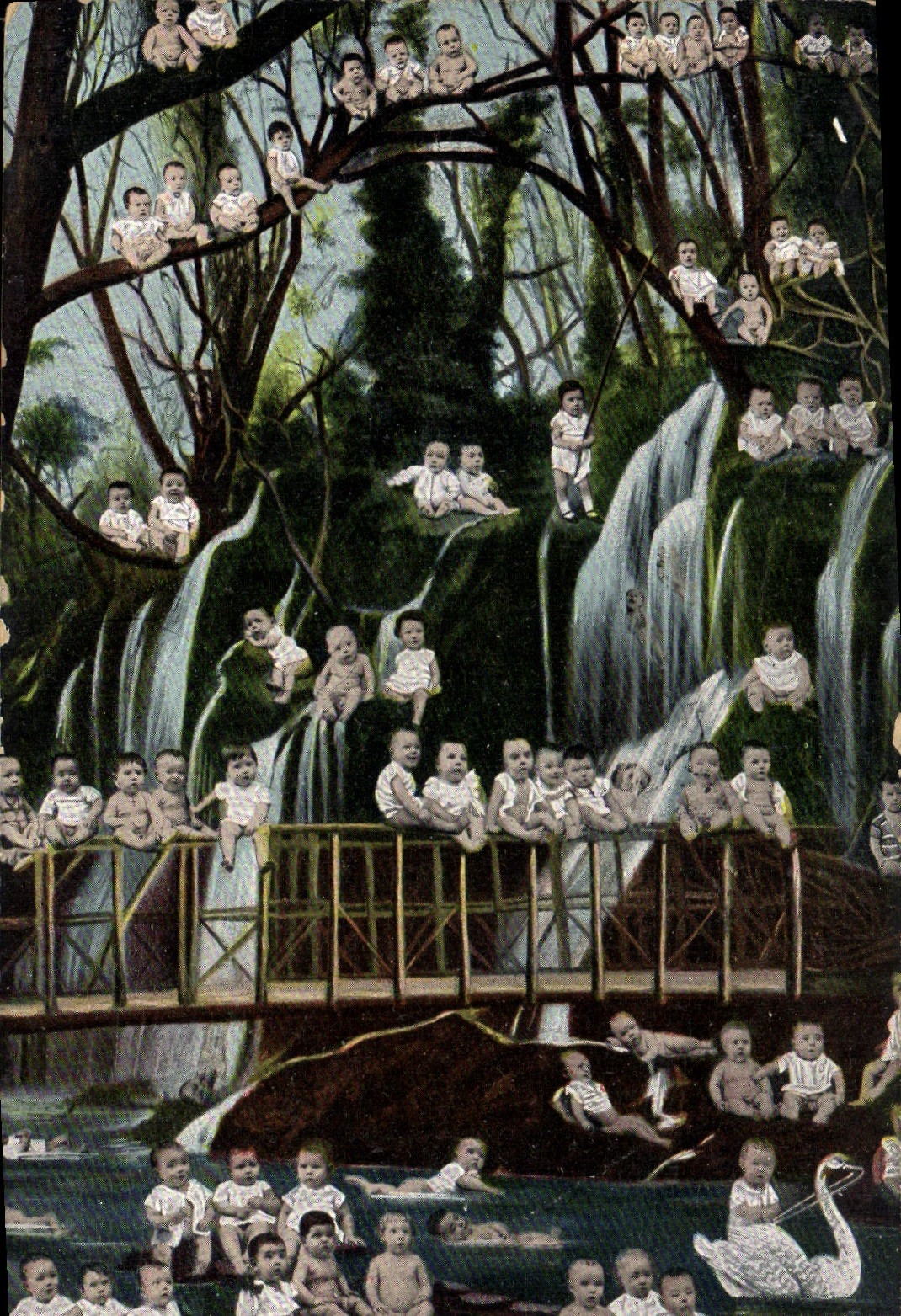 Babies in a forest with waterfalls — Série 884 / 2 — Éditeur non identifié