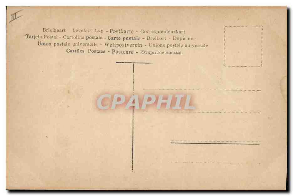 Femme en robe sombre — fleur blanche en coin — éditeur CPAPHIL, n° III — Verso