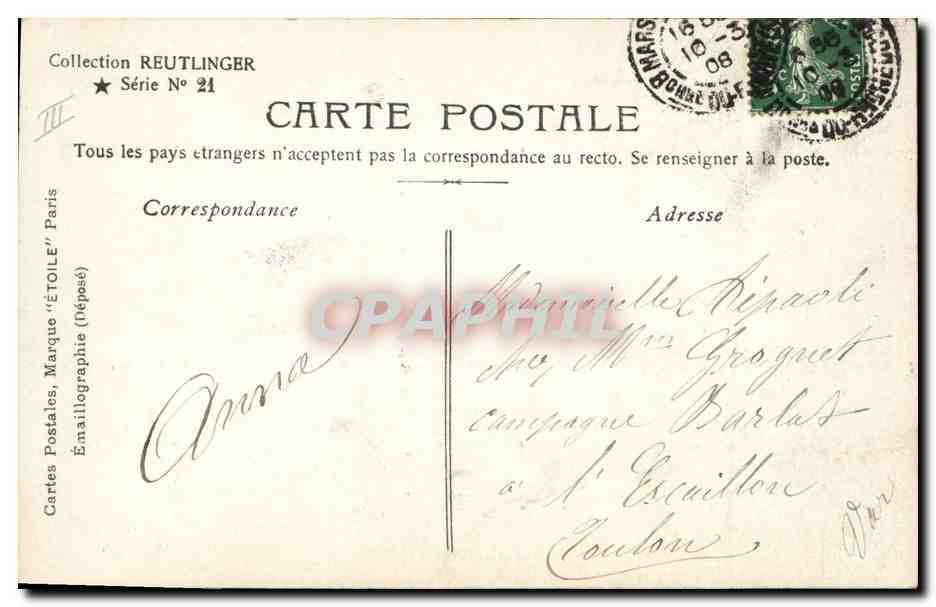 Ritratto di donna — editore Rowkinger, n° 211 — Parigi — Verso