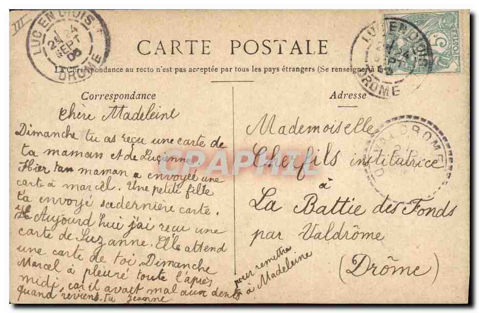 Femme en costume de scène — Cautin & Berger — n° de série non lisible — Verso