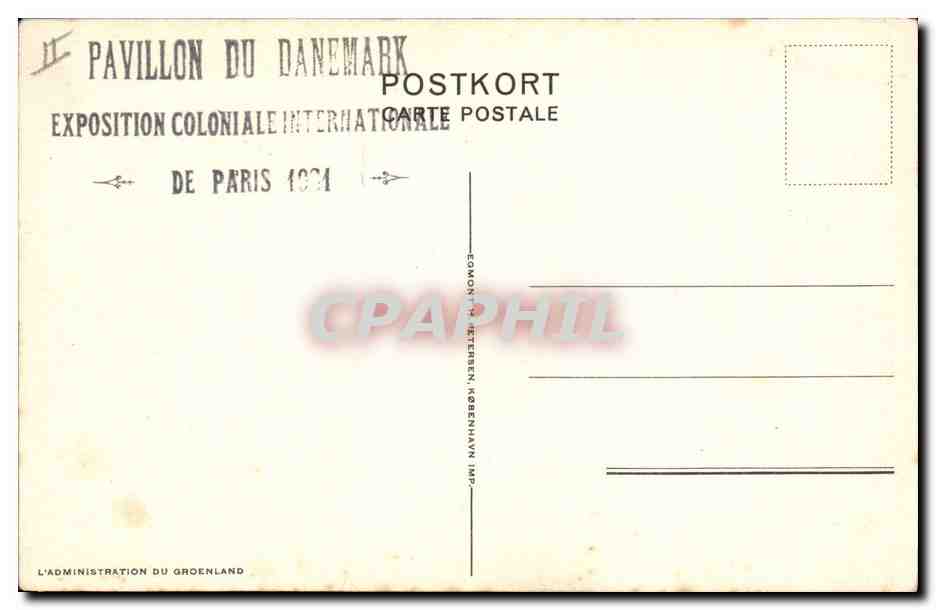 CPA Polaire Des icebergs Groenland Pavillon du Danemark Exposition coloniale Paris 1931 — Rückseite