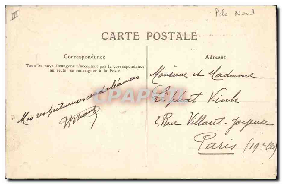CPA Polaire Rochefort sur Mer Monument eleve a la memoire du Lieutenant Bellot mort dans les meres polaires Ours  — Rückseite