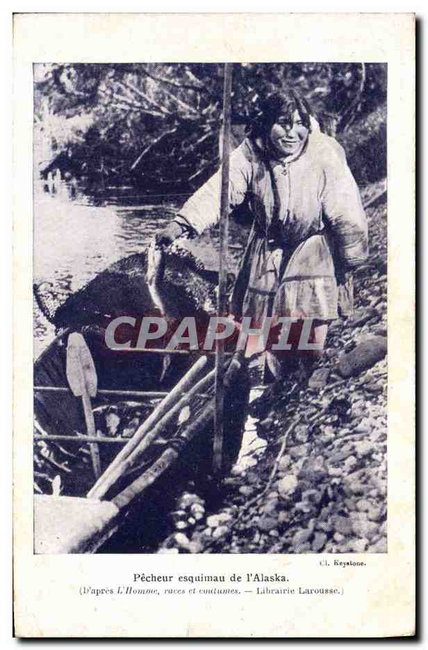 CPA Polaire Pecheur esquimau de l'Alasaka