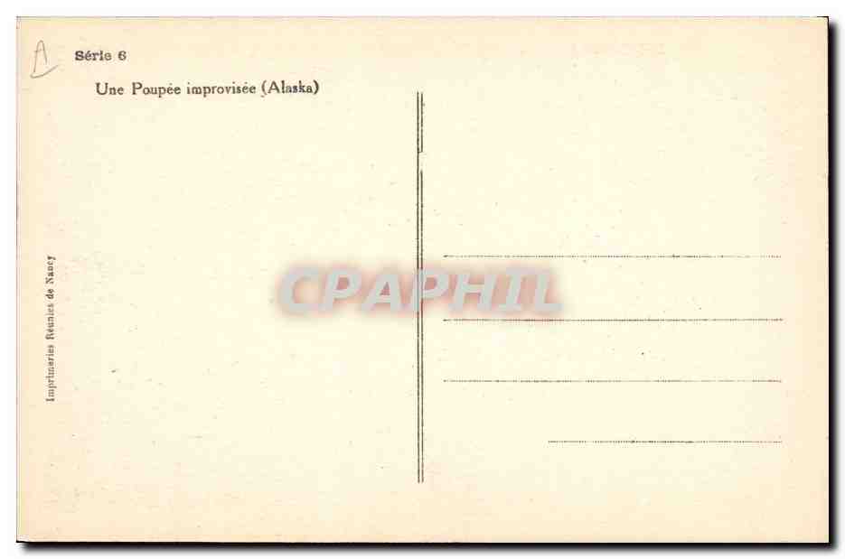 CPA Polaire Une poupee improvisee Alasak — Rückseite