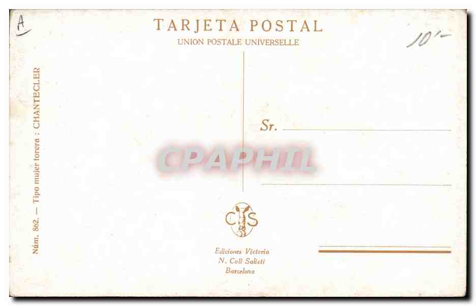 CPA Fantaisie Illustrateur Chantecler Femme Taureau Corrida — Verso