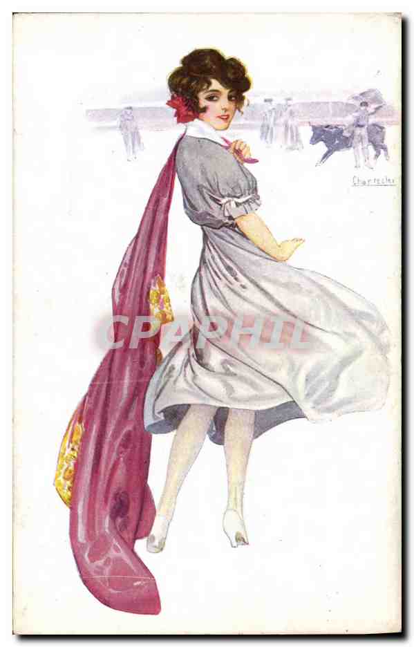 CPA Fantaisie Illustrateur Chantecler Femme Taureau Corrida