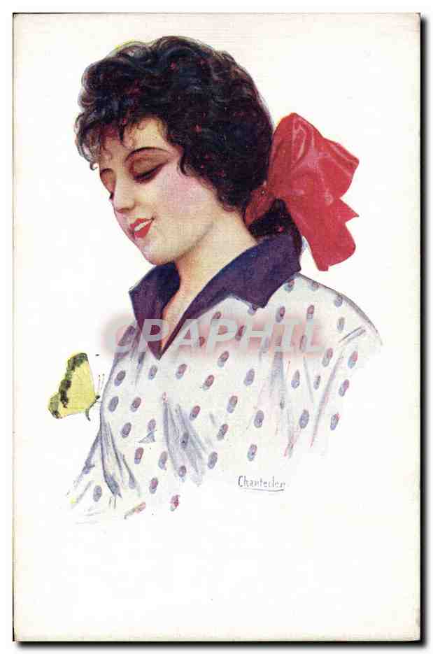 CPA Fantaisie Illustrateur Chantecler Femme Papillon