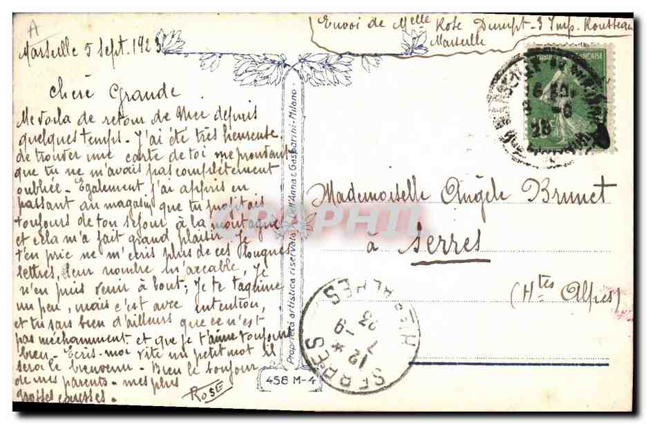 CPA Fantaisie Illustrateur Enfant Cheval Fer a cheval — Verso