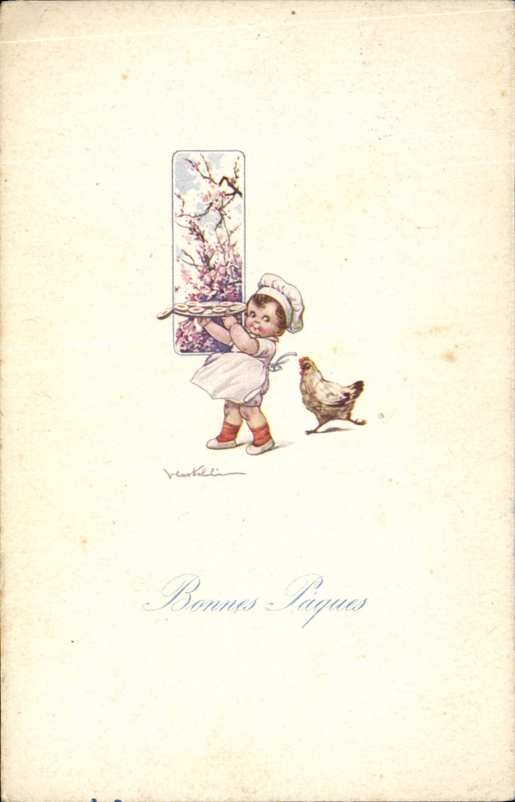 CPA Fantaisie Illustrateur Enfant Patissier Poule