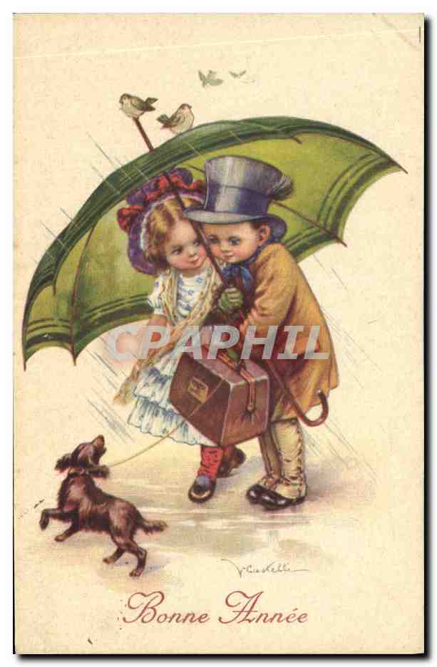 CPA Fantaisie Illustrateur Enfants Chien