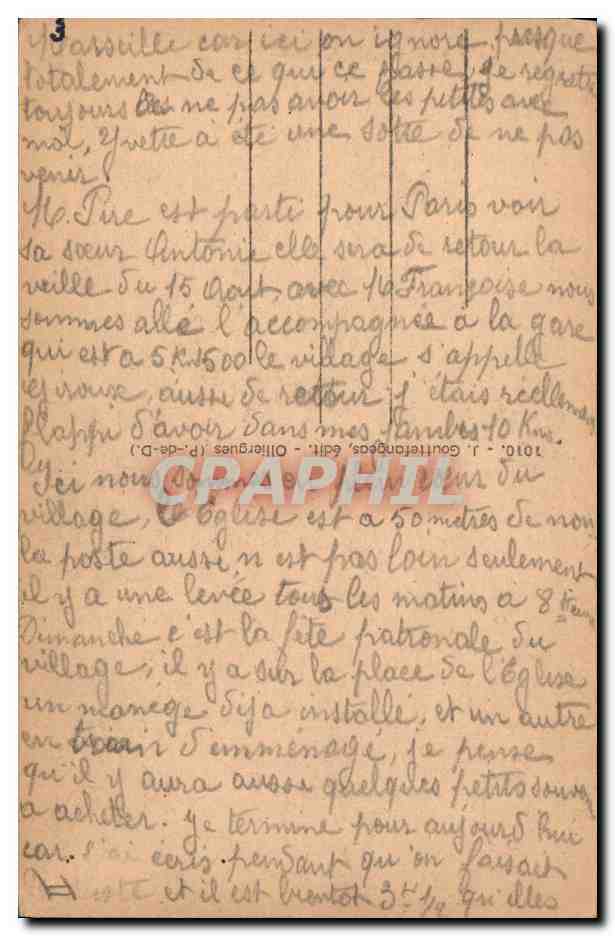 CPA Folklore Auvergne  — Verso