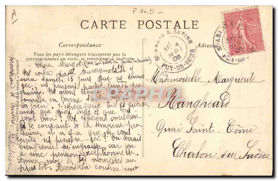 CPA Folklore Auvergne La bourree — Verso