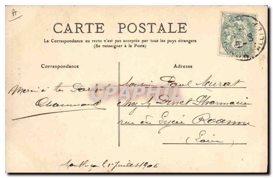 CPA Folklore Auvergne Une Bourbonnaise — Verso