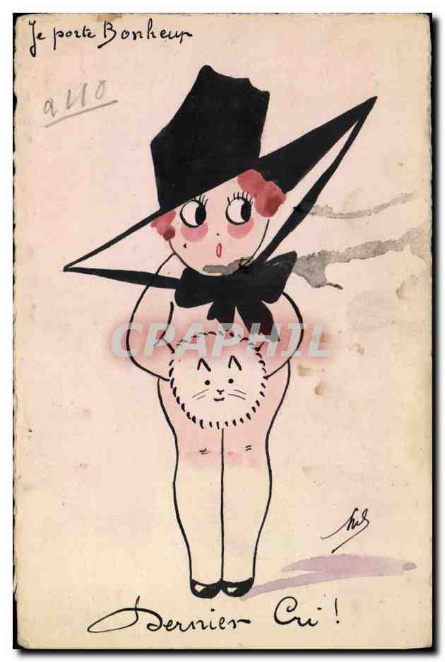 Chat en chapeau — dessin humoristique — éditeur inconnu, n° 110