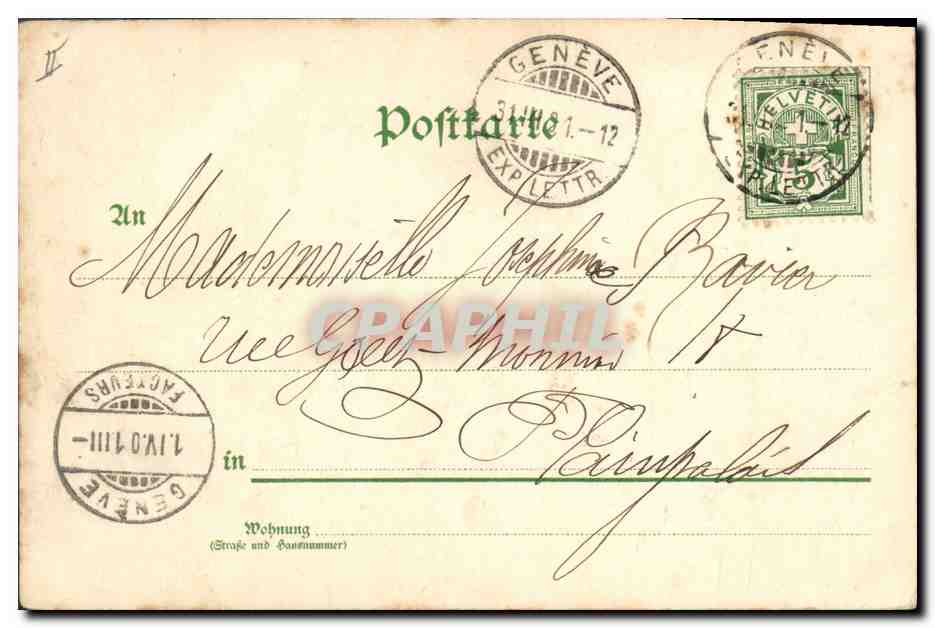 Zwei Personen in der Regen — Illustration — Gruss — Rückseite
