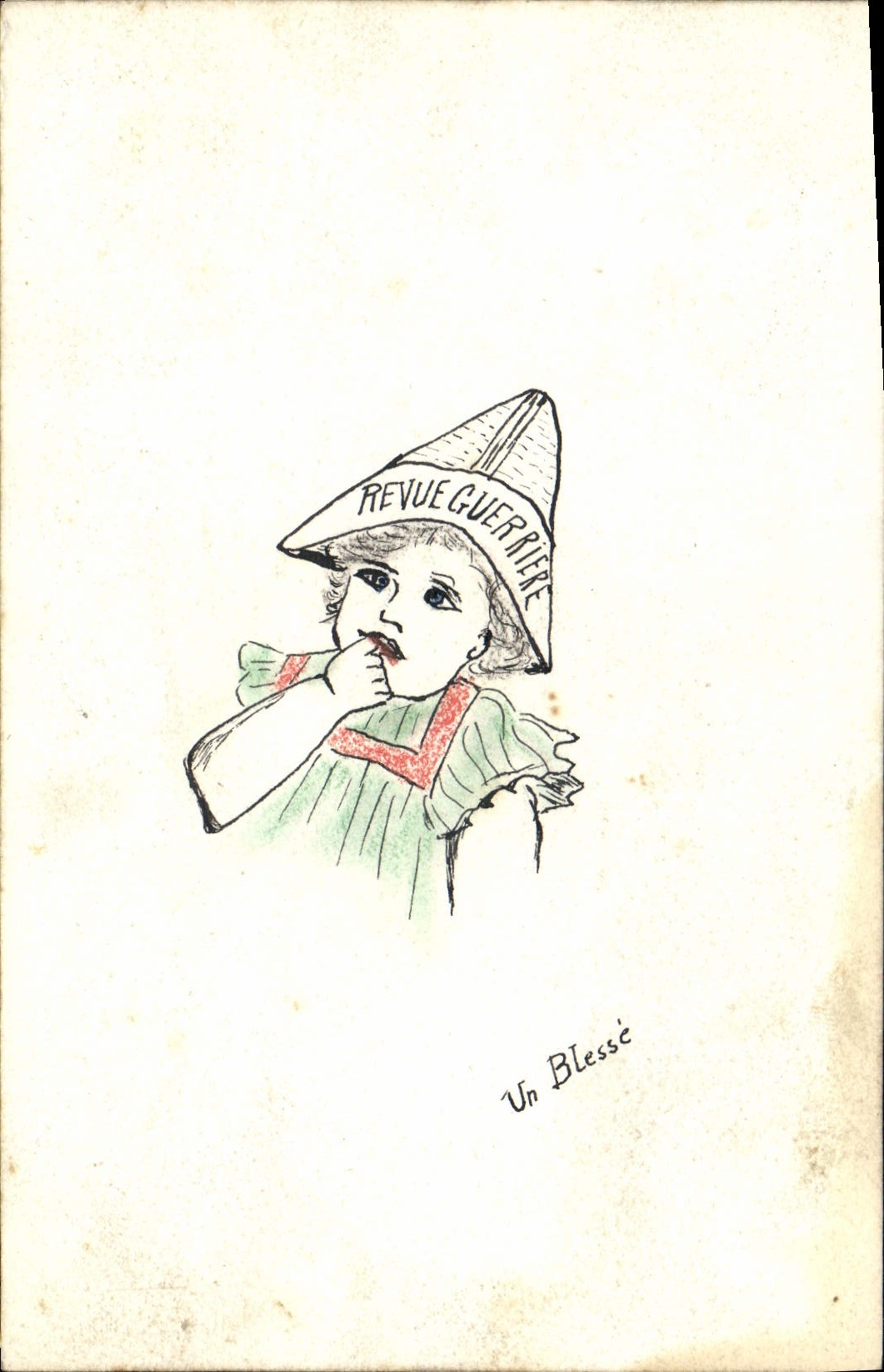 Enfant blessé — caricature pour la Revue Guerrière — édition de la Revue Guerrière