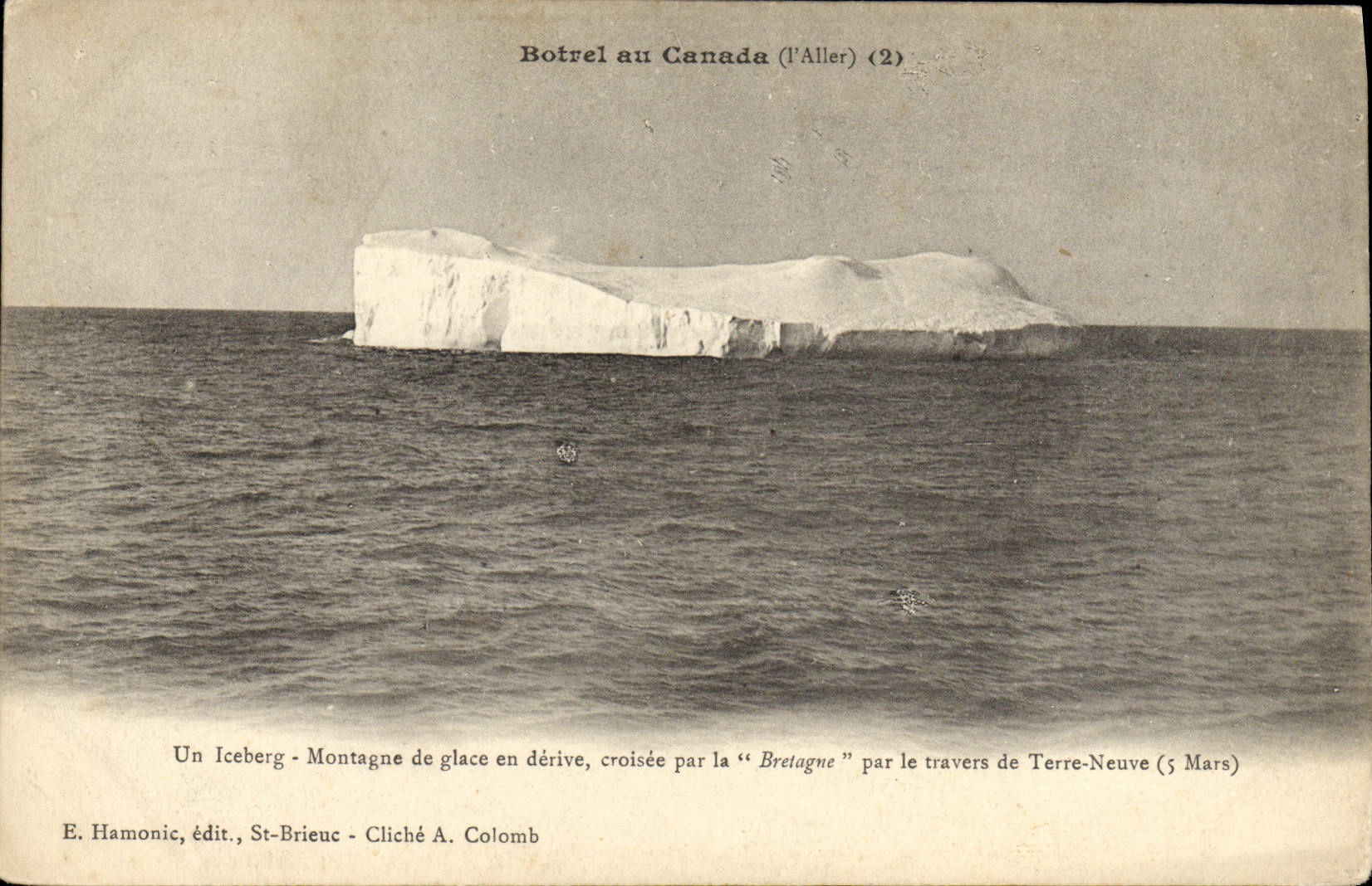 Iceberg en Canadá — cruzado por la « Bretagne » — E. Hamonic, St-Brieuc