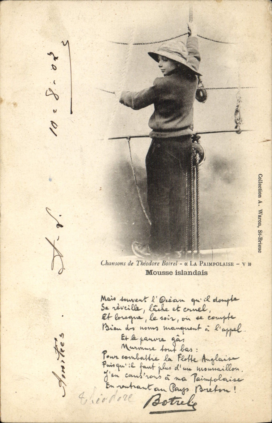 Mousse islandais — Chansons de Théodore Boirel — La Paimpolaise — V — Collection A. Waron, St-Brieuc