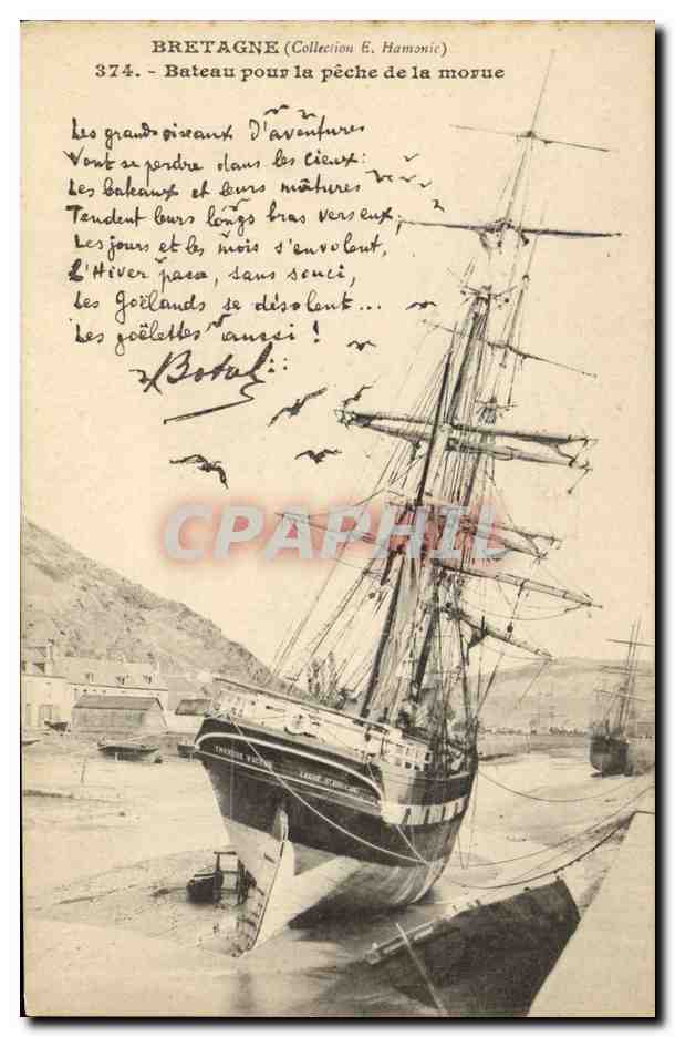 Bretagne (Collection E. Hamonic) — Bateau pour la pêche de la morue — n° 374