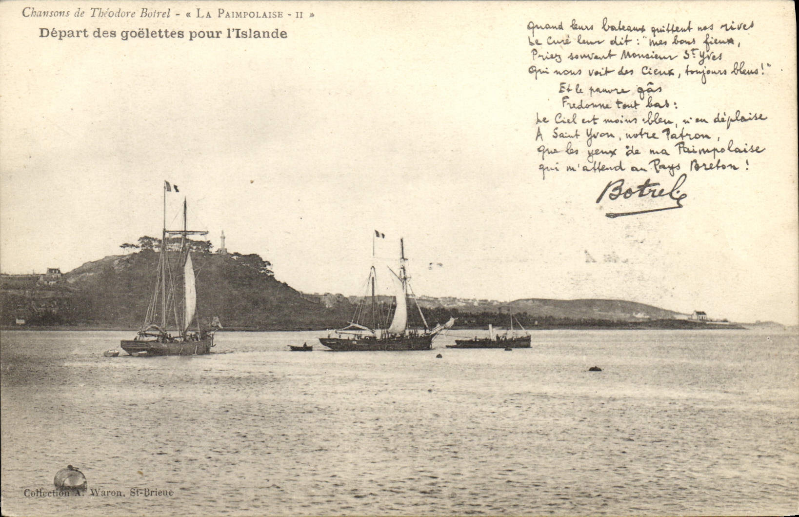 Départ des goélettes pour l'Islande — Chansons de Théodore Botrel « LA PAIMPOLAISE - II » — Collection A. Waron, St-Brieuc
