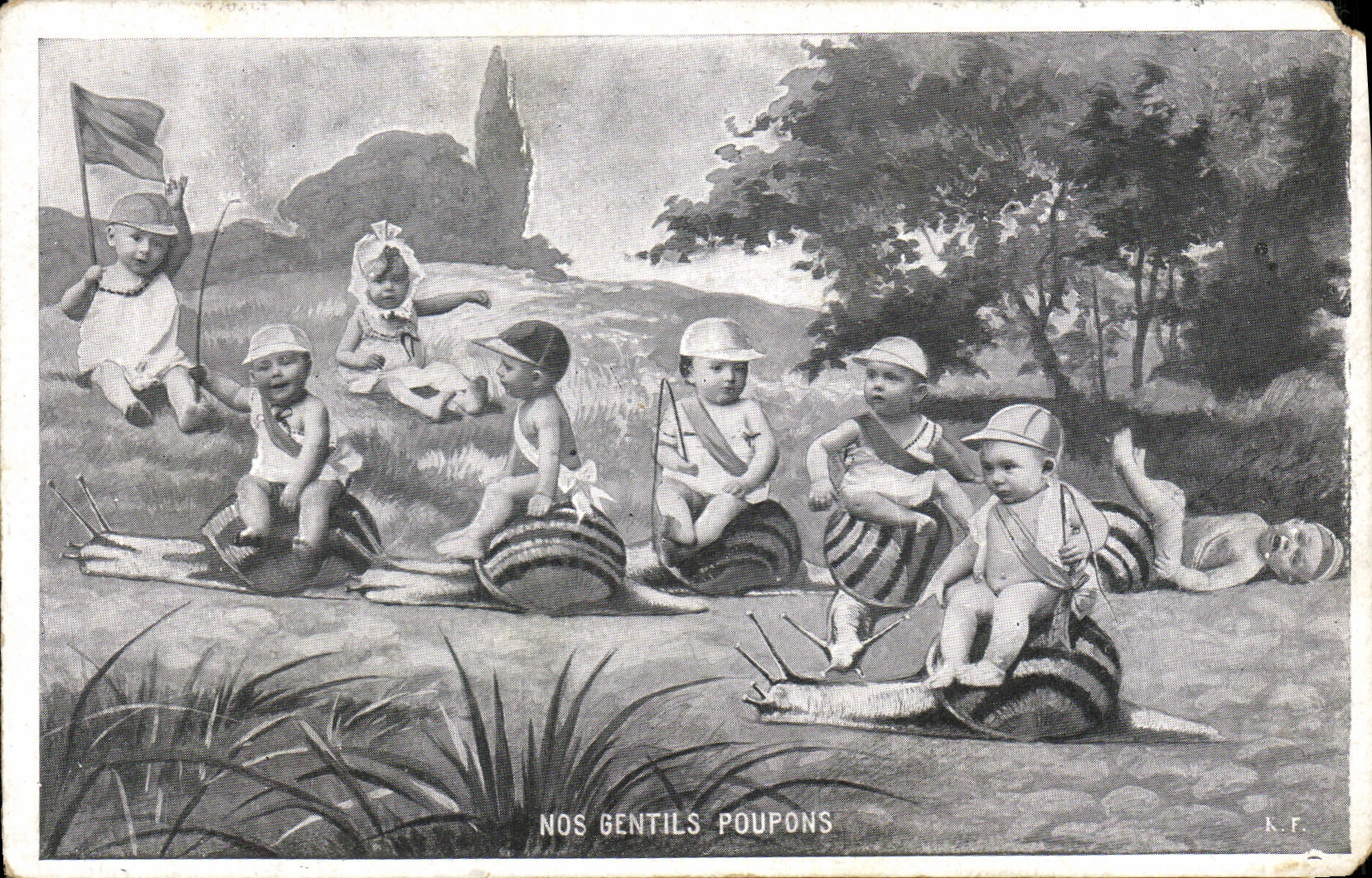 CPA Escargot Enfants Nos gentils Poupons 