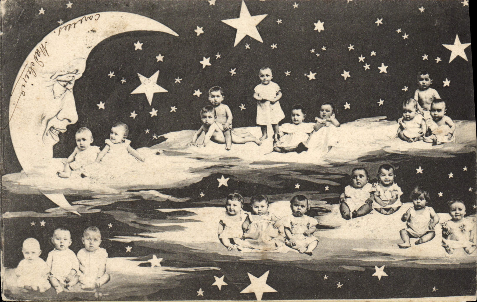 CPA Fantaisie Lune Enfants