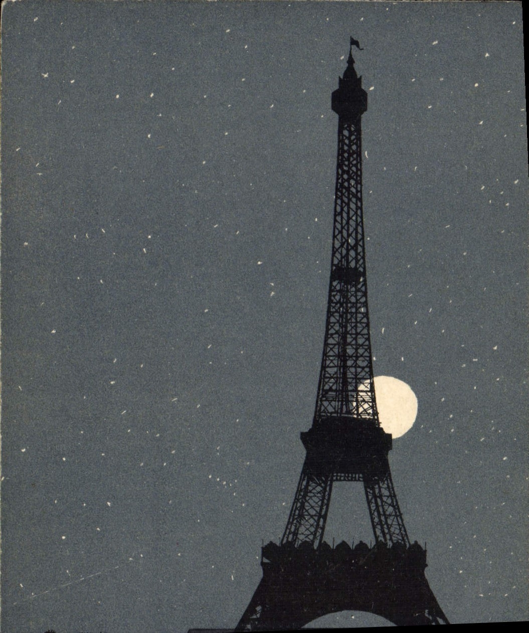 CPA Fantaisie Lune Tour Eiffel Paris 