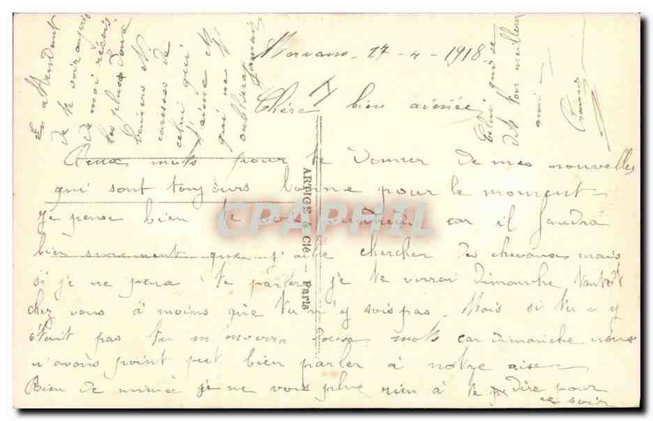 CPA Fantaisie Lune Femme Soldat Militaria — Verso