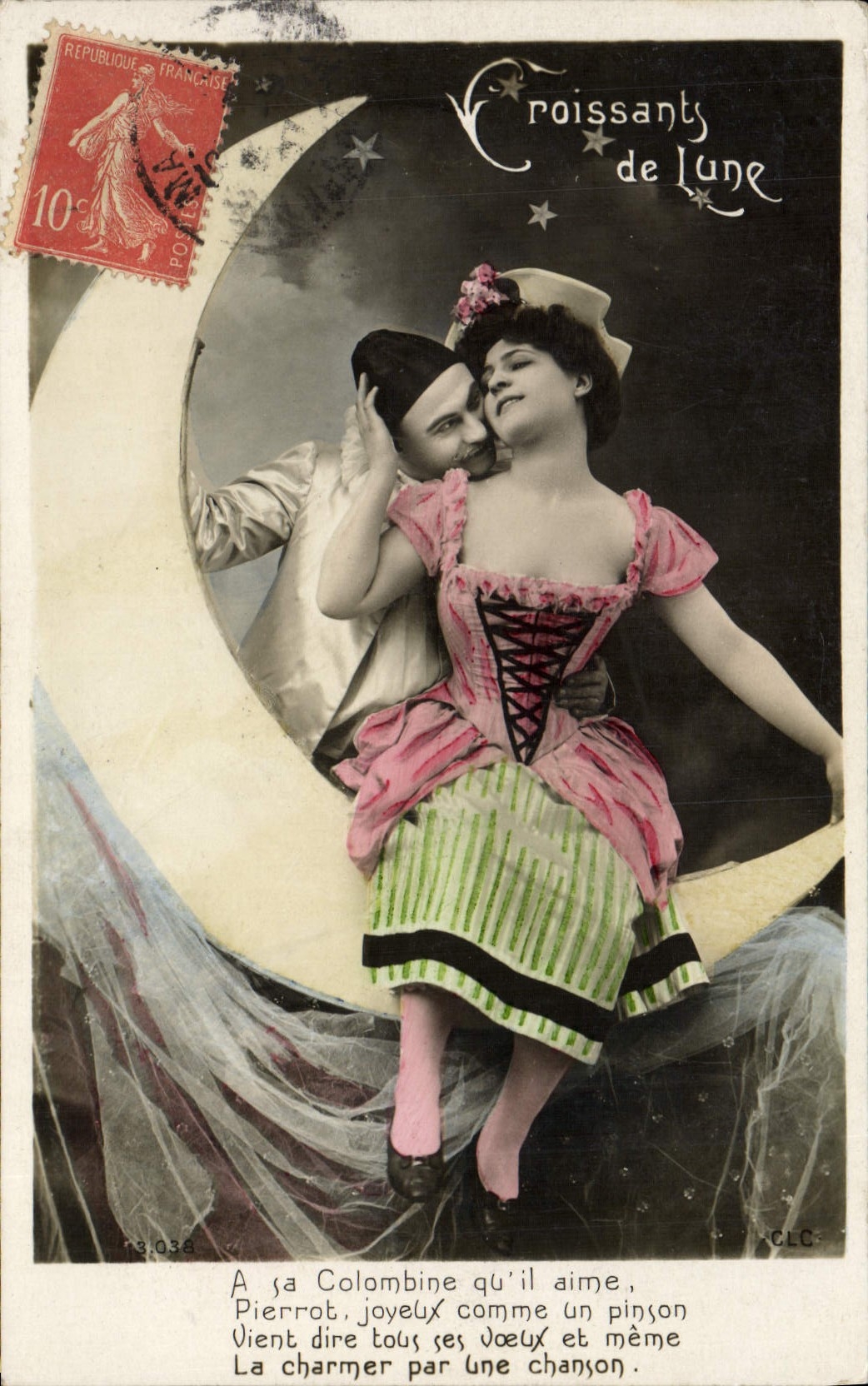 Croissant de Lune — scène de Pierrot et Columbine — éditeur CLC, n° 3:038