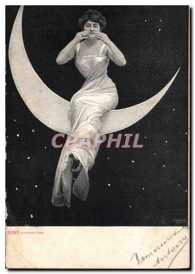 CPA Fantaisie Lune Femme