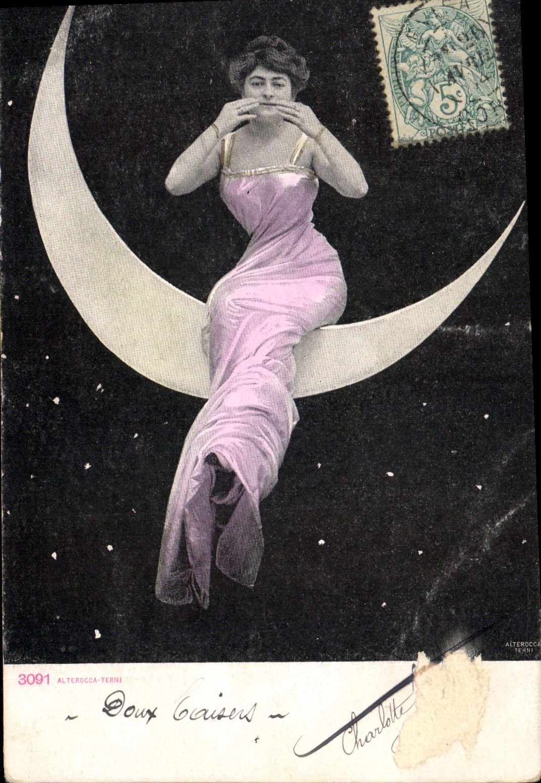 CPA Fantaisie Lune Femme