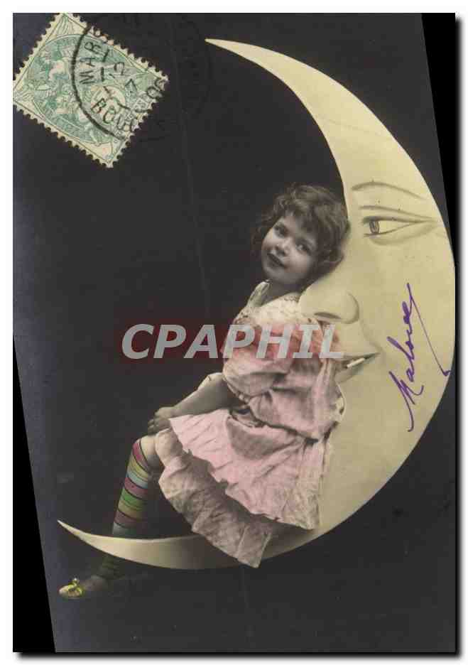 CPA Fantaisie Lune Enfant