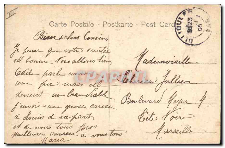 Madame Roesler — femme assise avec un chien — éditeur 'L'Ami du Touriste' n° 103 — Verso