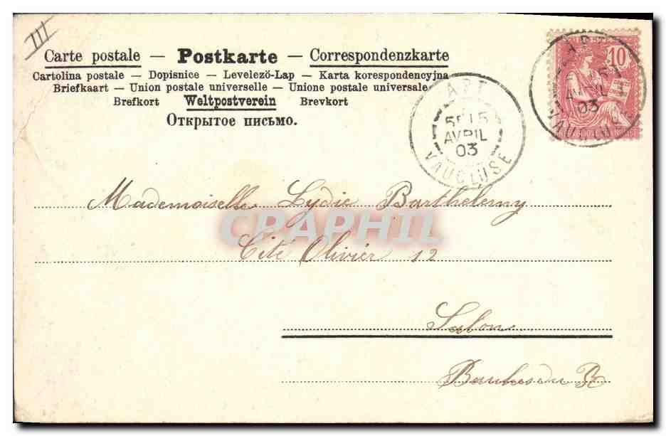 Lucy Nanon — Portrait de profil — éditeur inconnu, n° 6378 — Verso
