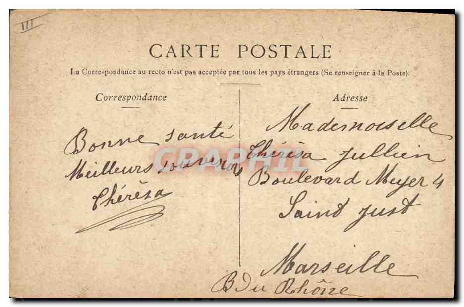Lucy Nanon — Portrait souriant avec bouquet — Carte postale — Verso