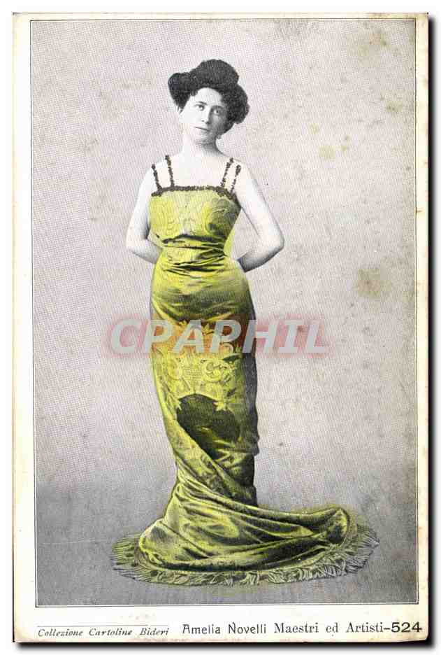 Amelia Novelli — Frau in grünem Kleid — Collezione Cartoline Bideri -524
