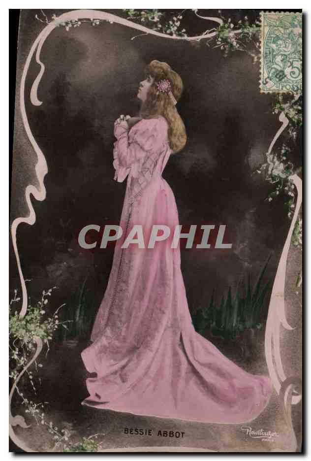 Bessie Abbot — donna in abito rosa — edita da Nadler, Parigi