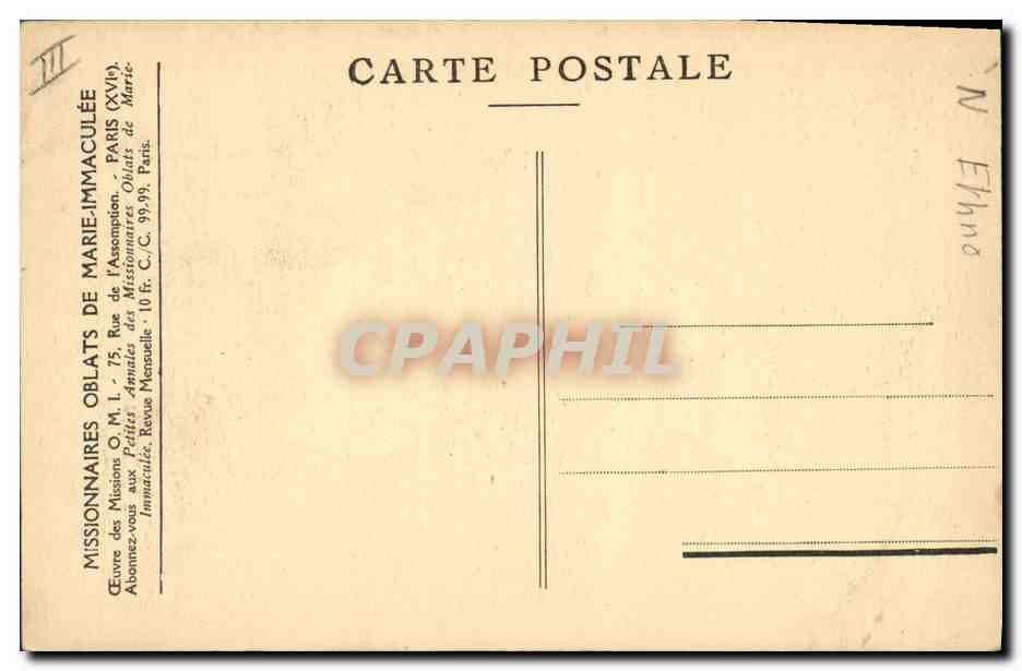 CPA Polaire Missions Esquimaudes Esqsuimau lancant le harpon quand le phoque apparait — Rückseite