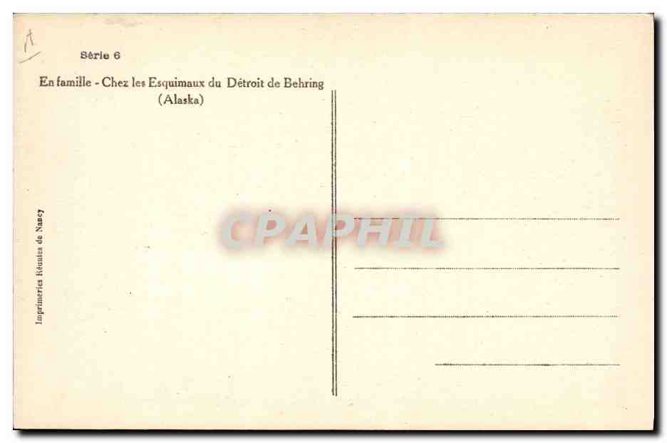 CPA Polaire En famille Chez les Esquimaux du Detroit de Behring Alaska — Rückseite