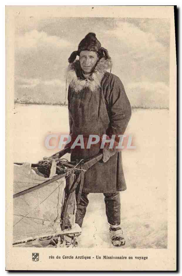 CPA Polaire Pole Nord Pres du Cercle Arctique Un missionnaire en voyage 