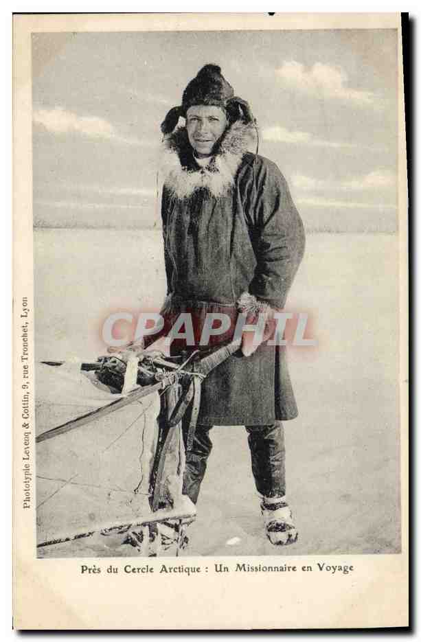 CPA Polaire Pole Nord Pres du Cercle Arctique Un missionnaire en voyage 