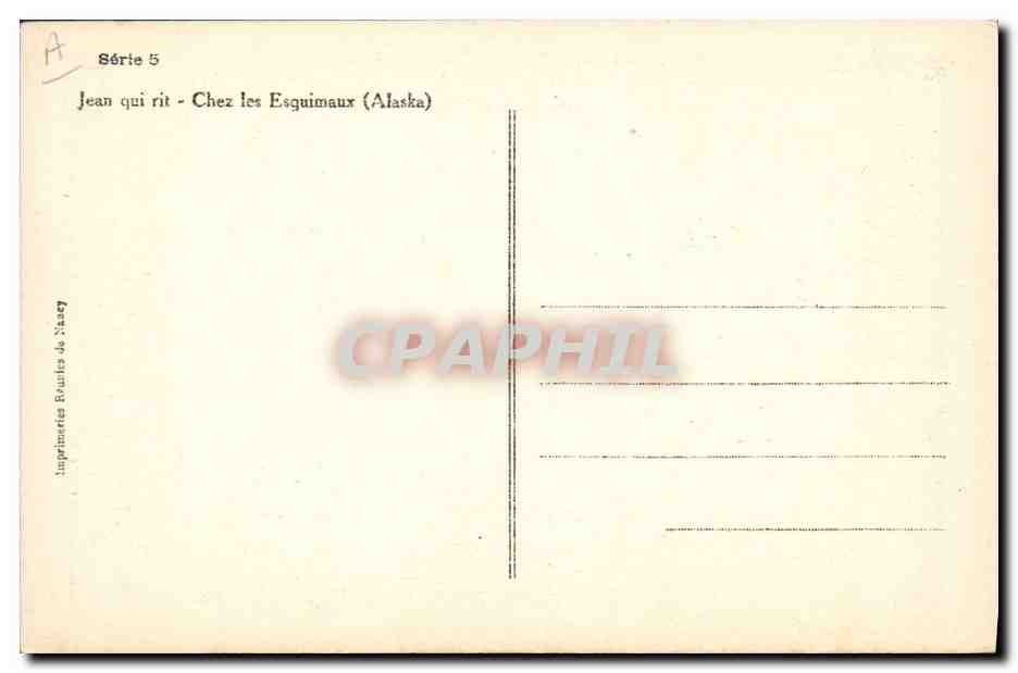 CPA Polaire Jean qui rit Chez les Esquimaux Alaska — Rückseite